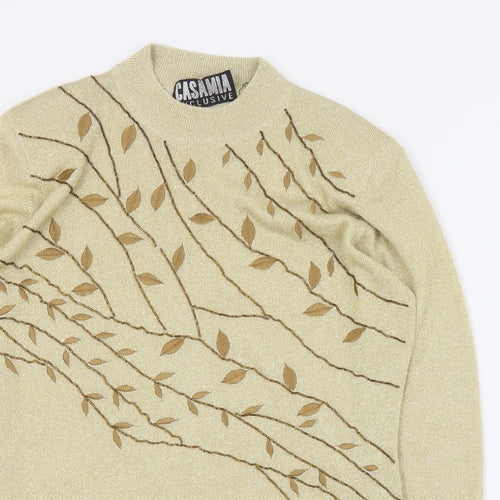 Casamia Womens Gold Mock Neck  Rayon Pullover Jumper Size M