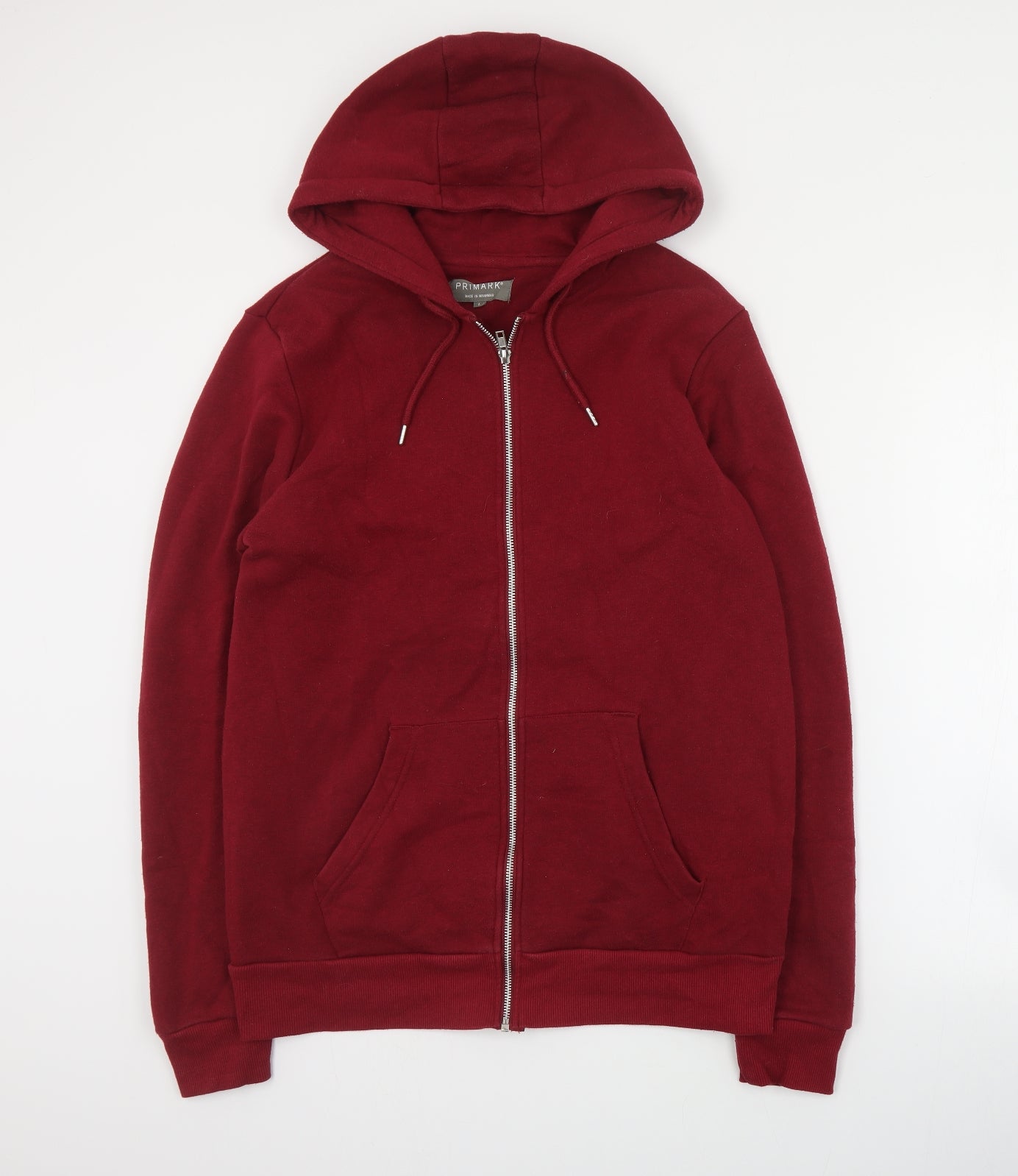Primark Mens Red  Cotton Full Zip Hoodie Size L