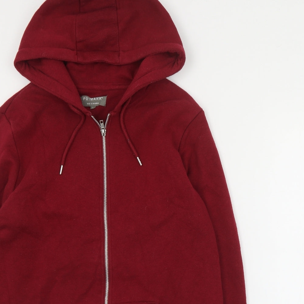 Primark Mens Red  Cotton Full Zip Hoodie Size L