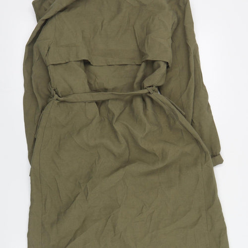 New Look Womens Green   Trench Coat Coat Size 6  Tie