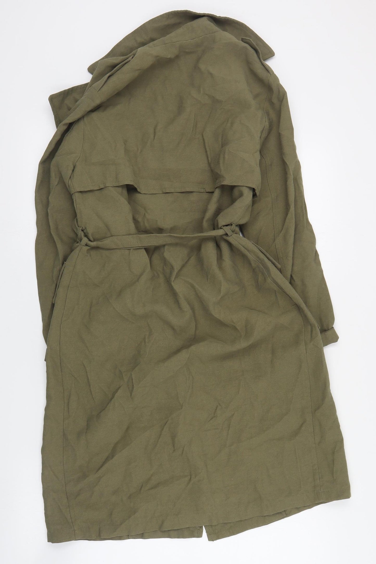 New Look Womens Green   Trench Coat Coat Size 6  Tie