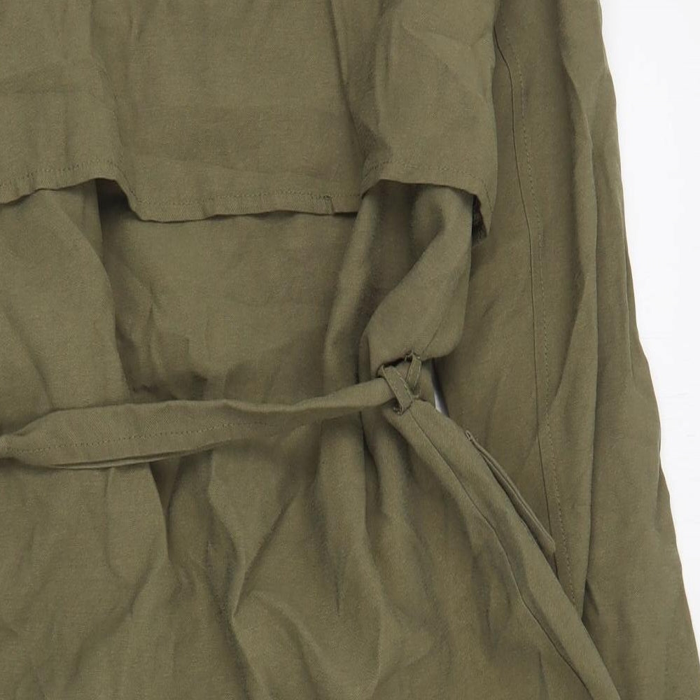 New Look Womens Green   Trench Coat Coat Size 6  Tie