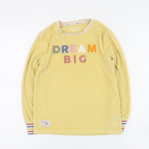 Primark Girls Yellow Crew Neck  Polyester Pullover Jumper Size 8-9 Years  Pullover - Slogan