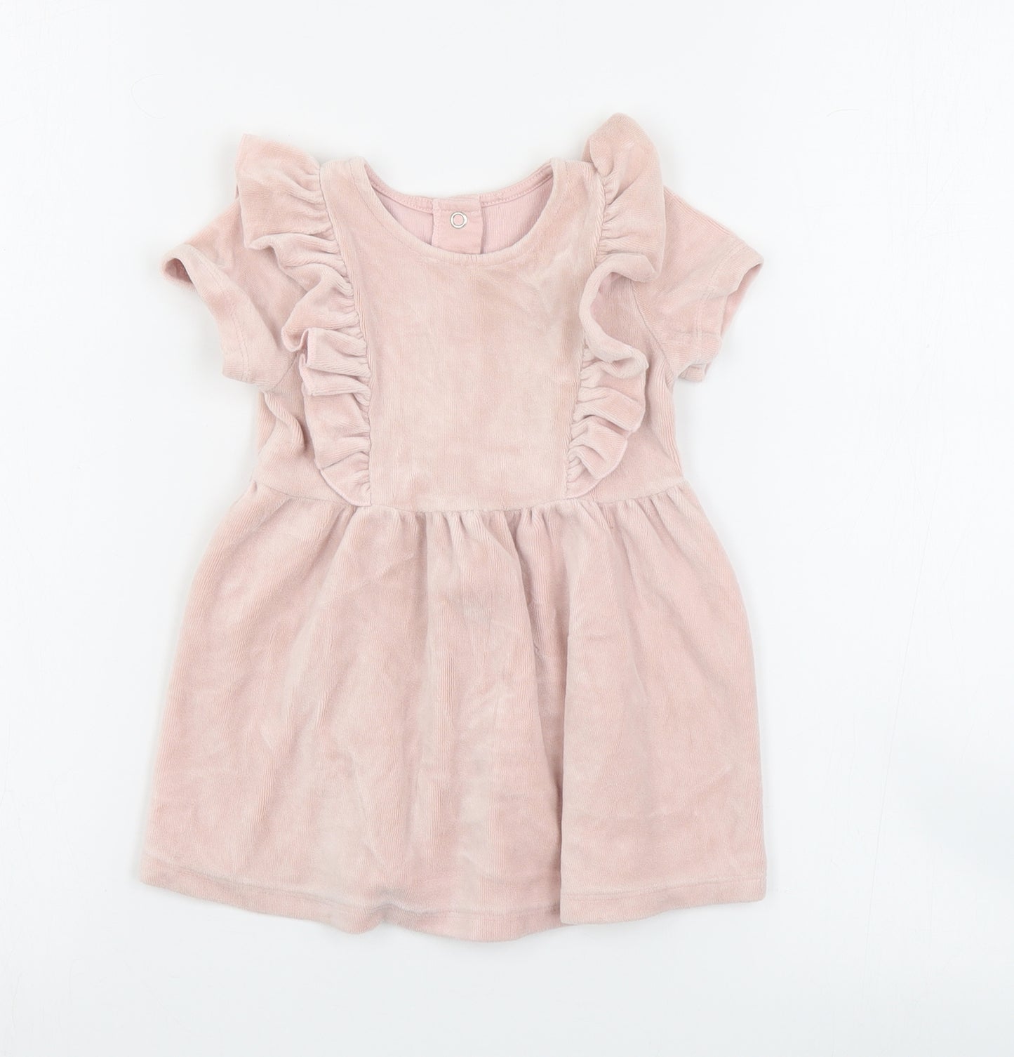 Matalan Baby Pink  Cotton A-Line  Size 12-18 Months  Collared Snap