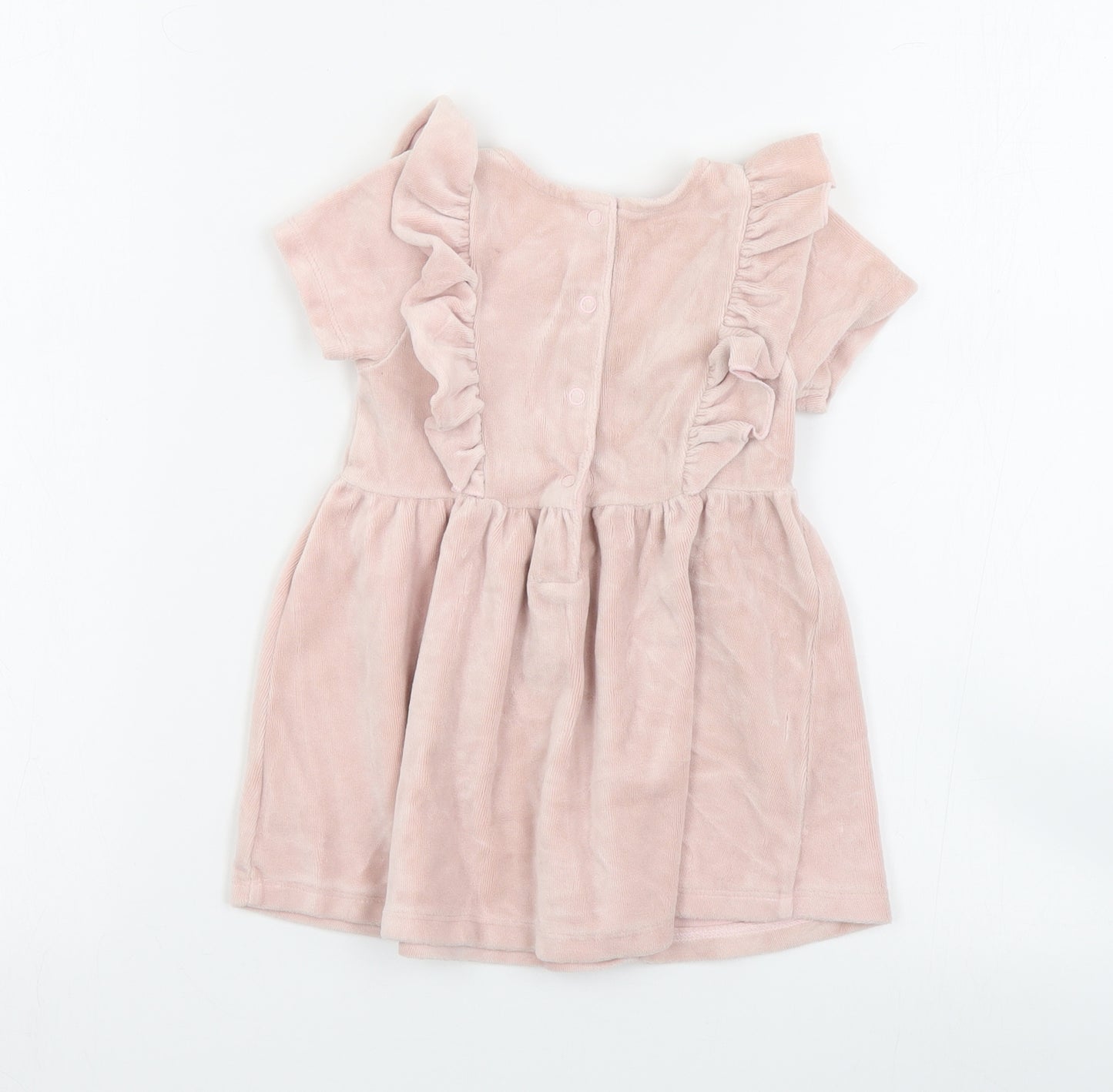 Matalan Baby Pink  Cotton A-Line  Size 12-18 Months  Collared Snap
