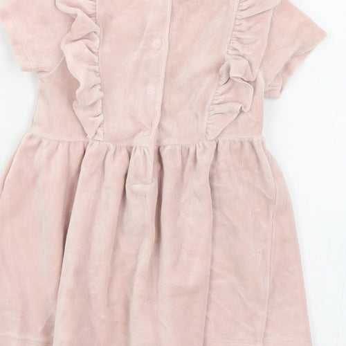 Matalan Baby Pink  Cotton A-Line  Size 12-18 Months  Collared Snap