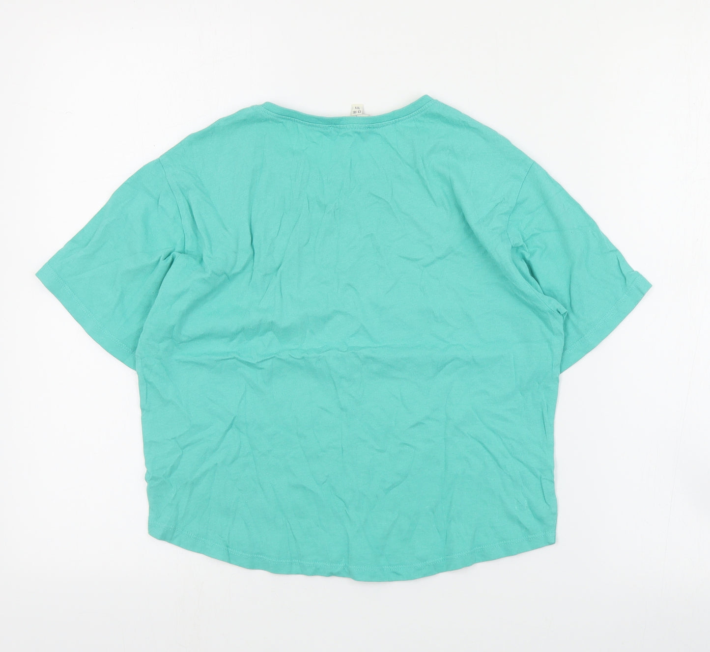 Miss Evie Girls Green  Cotton Cropped T-Shirt Size 13-14 Years Crew Neck Pullover - Slogan