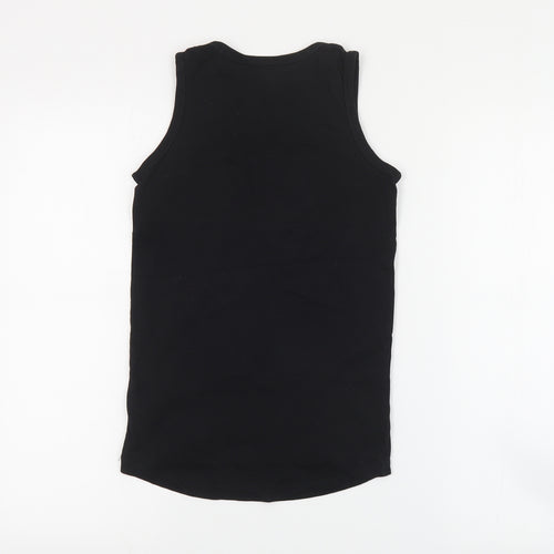NEXT Boys Black  Cotton Basic Tank Size 8 Years Round Neck Pullover - NYC