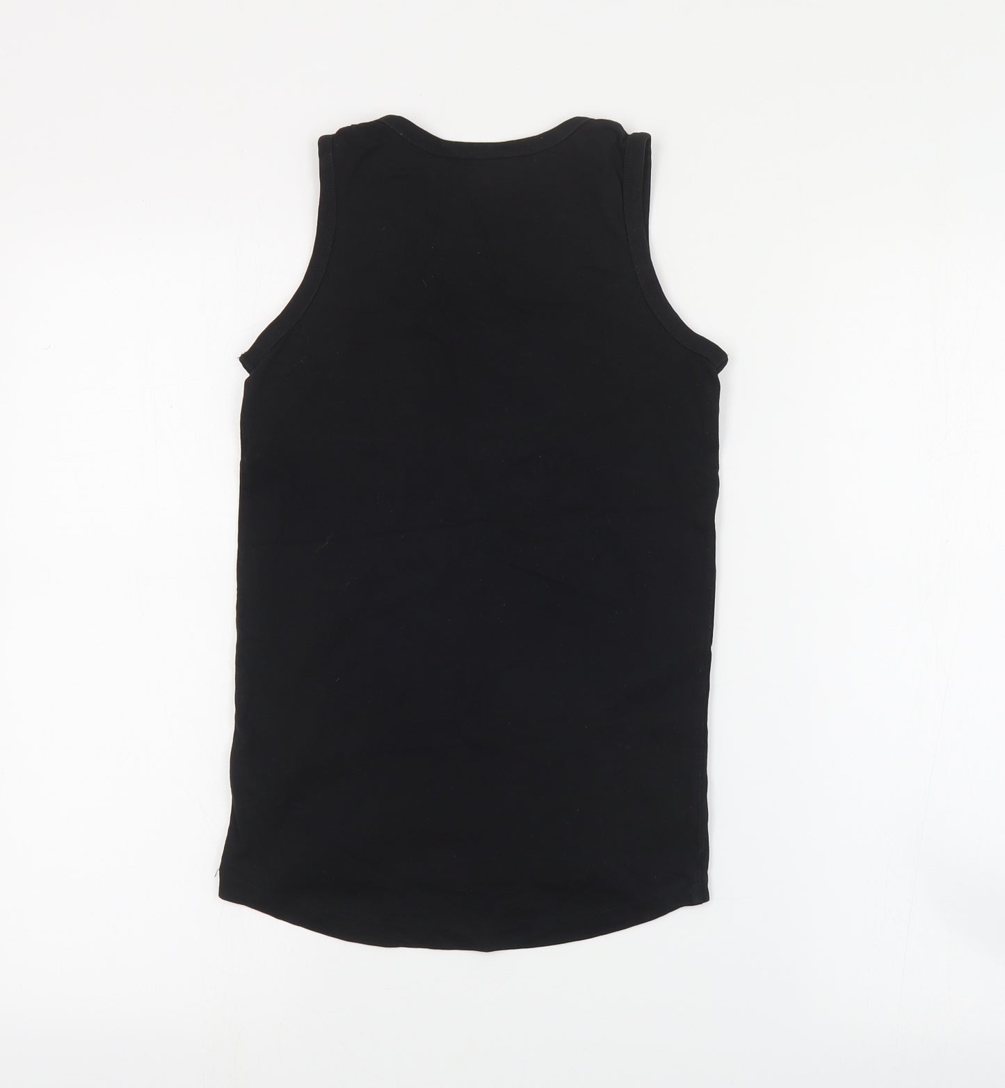 NEXT Boys Black  Cotton Basic Tank Size 8 Years Round Neck Pullover - NYC