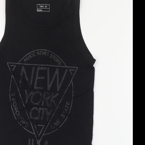 NEXT Boys Black  Cotton Basic Tank Size 8 Years Round Neck Pullover - NYC