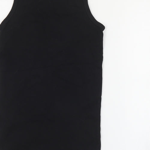 NEXT Boys Black  Cotton Basic Tank Size 8 Years Round Neck Pullover - NYC