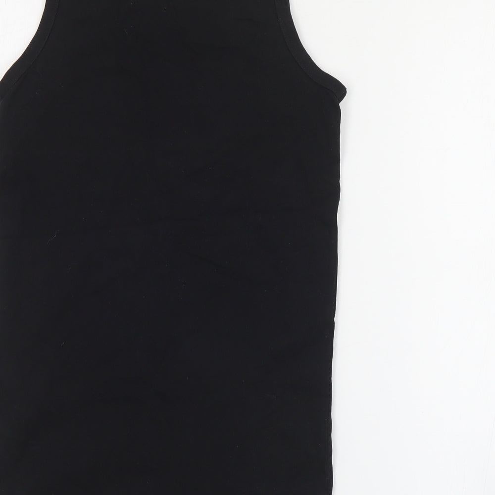 NEXT Boys Black  Cotton Basic Tank Size 8 Years Round Neck Pullover - NYC