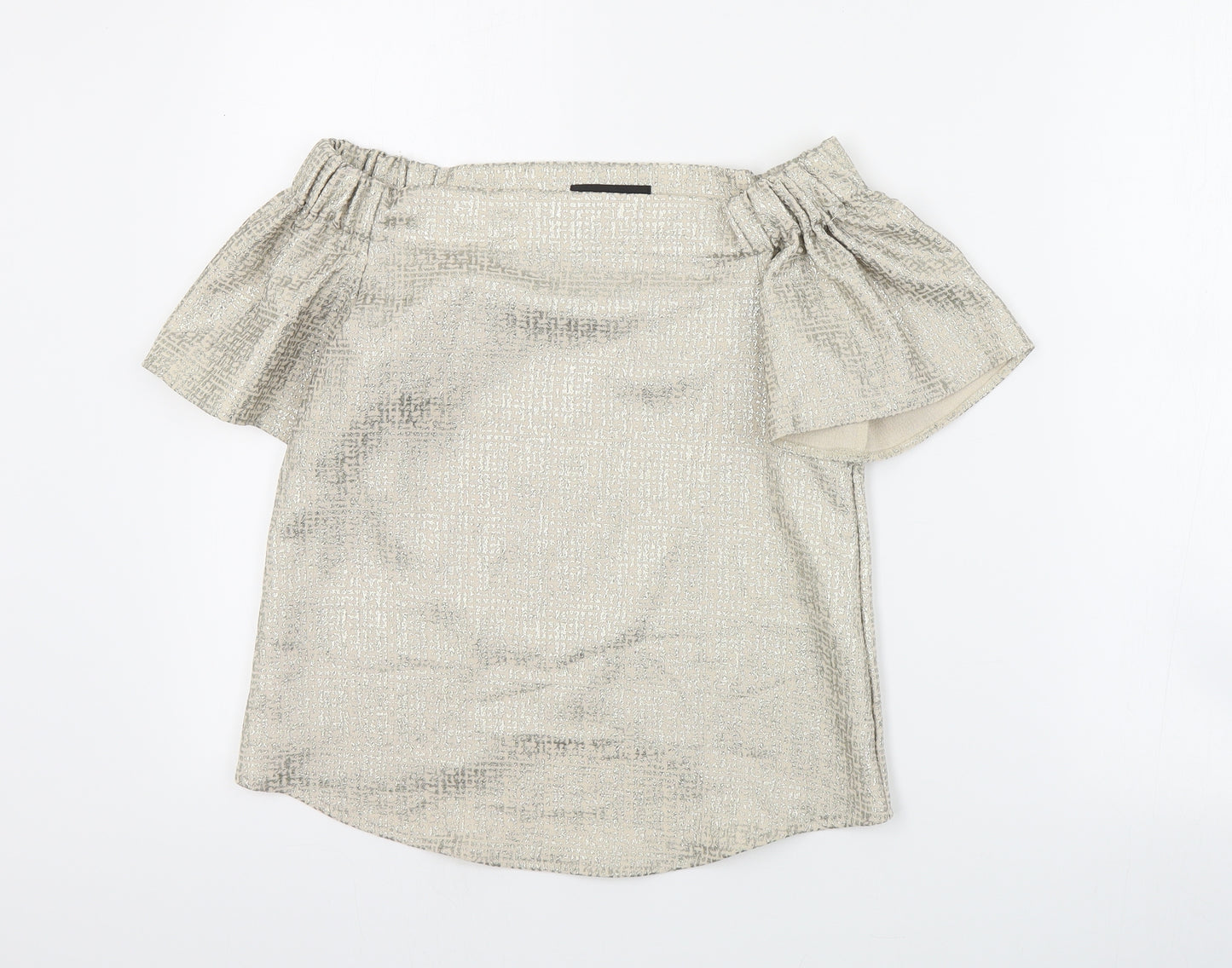 Primark Womens Gold  Polyester Basic Blouse Size 6 Off the Shoulder