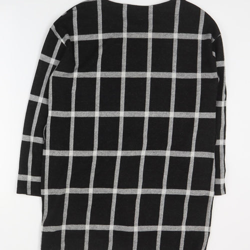 F&F Womens Black Plaid Polyester A-Line  Size 14  Round Neck Pullover