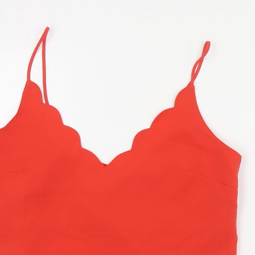 Topshop Womens Red  Polyester Camisole Tank Size 8 V-Neck