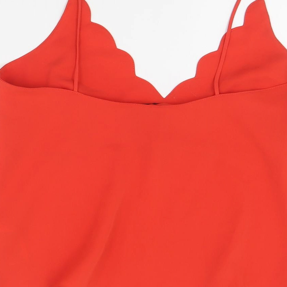Topshop Womens Red  Polyester Camisole Tank Size 8 V-Neck