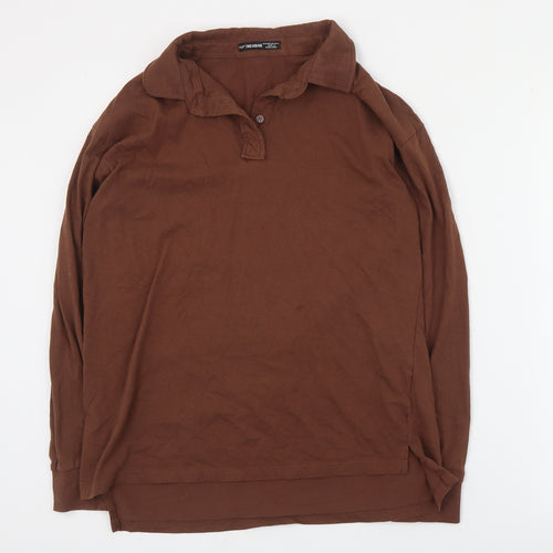 Threadbare Womens Brown  Cotton Basic Polo Size 10 Collared