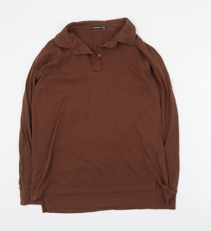 Threadbare Womens Brown  Cotton Basic Polo Size 10 Collared