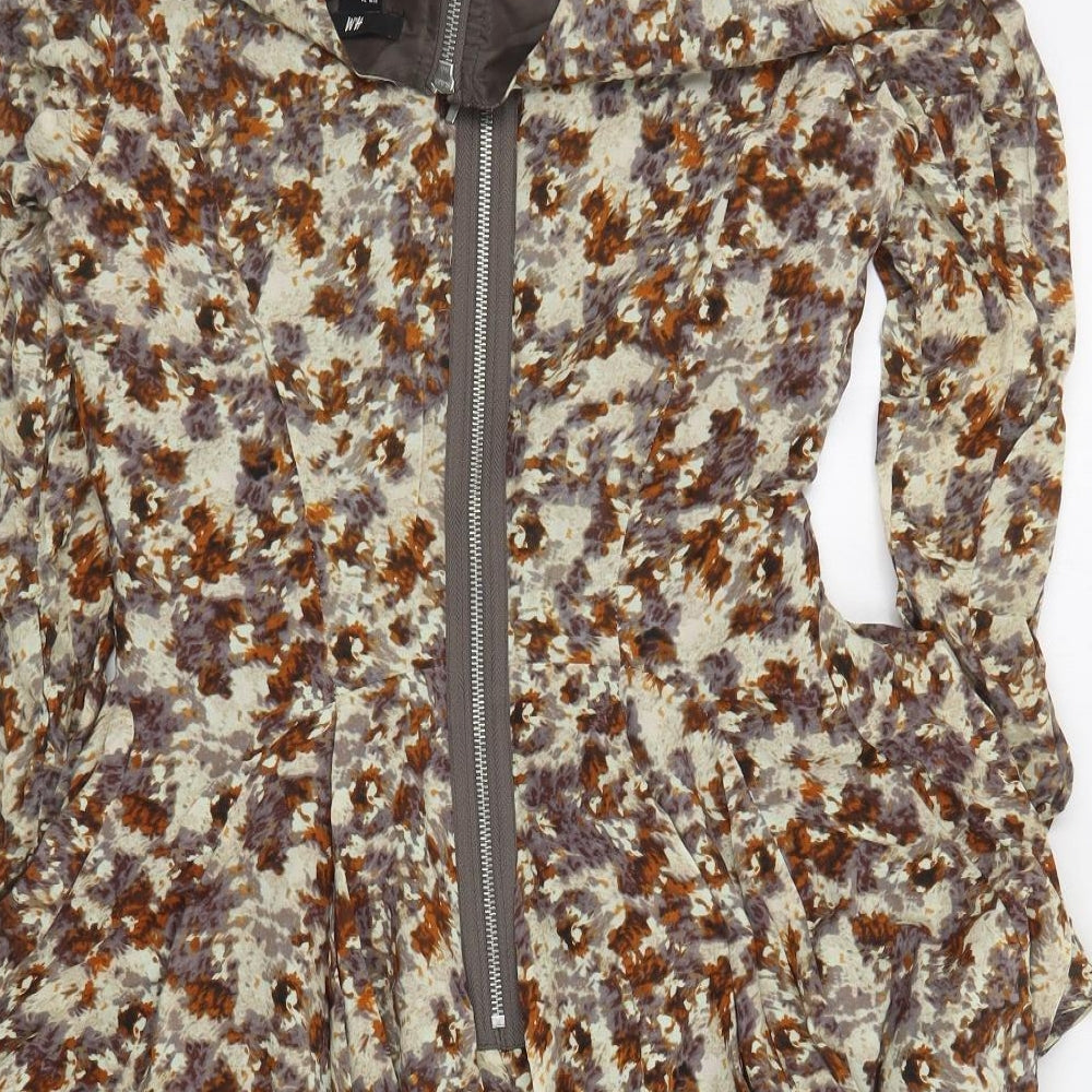 H&M Womens Brown Floral Viscose Mini  Size 6  Round Neck Zip