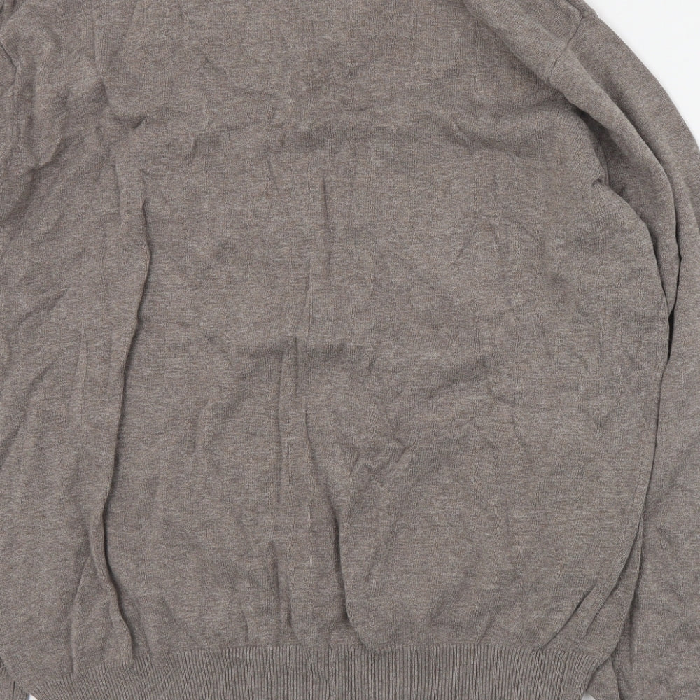 Redmond Mens Brown V-Neck  Cotton Pullover Jumper Size L