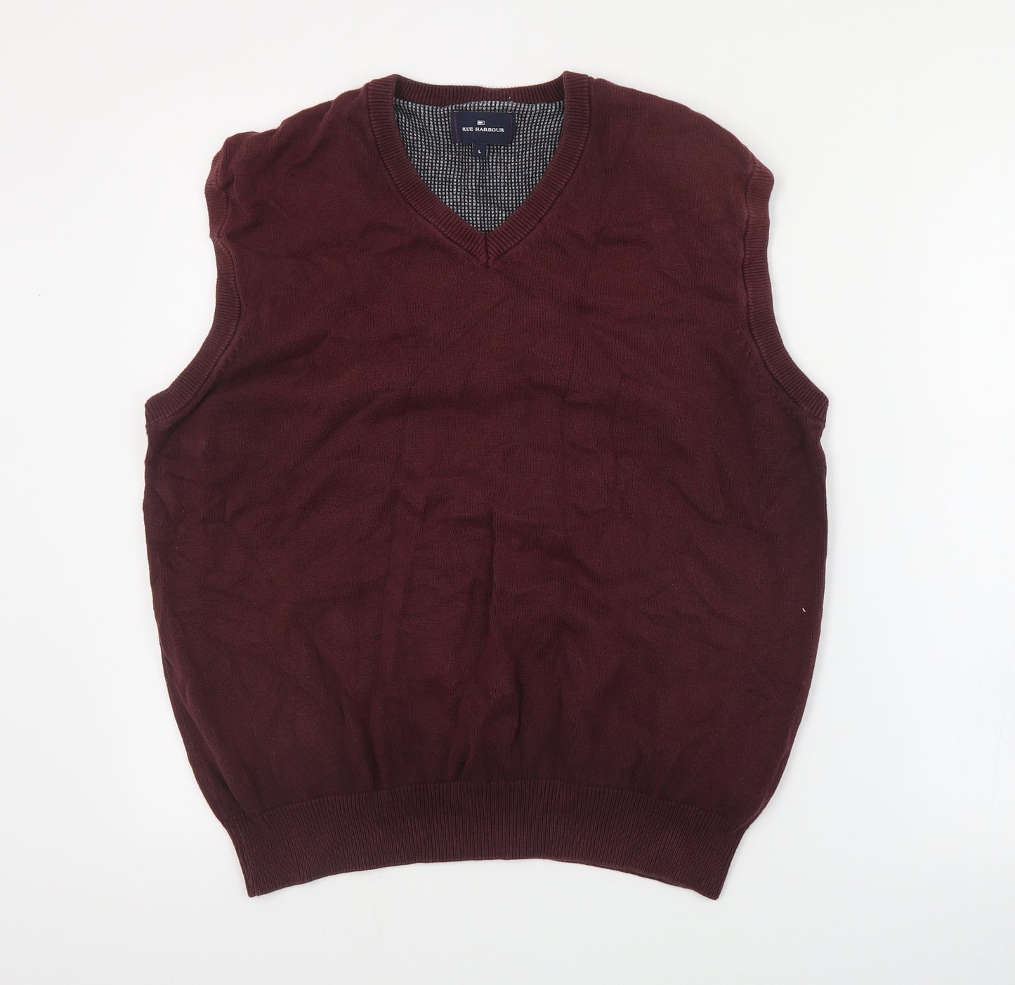 Marks and Spencer Mens Red V-Neck  Cotton Vest Jumper Size L
