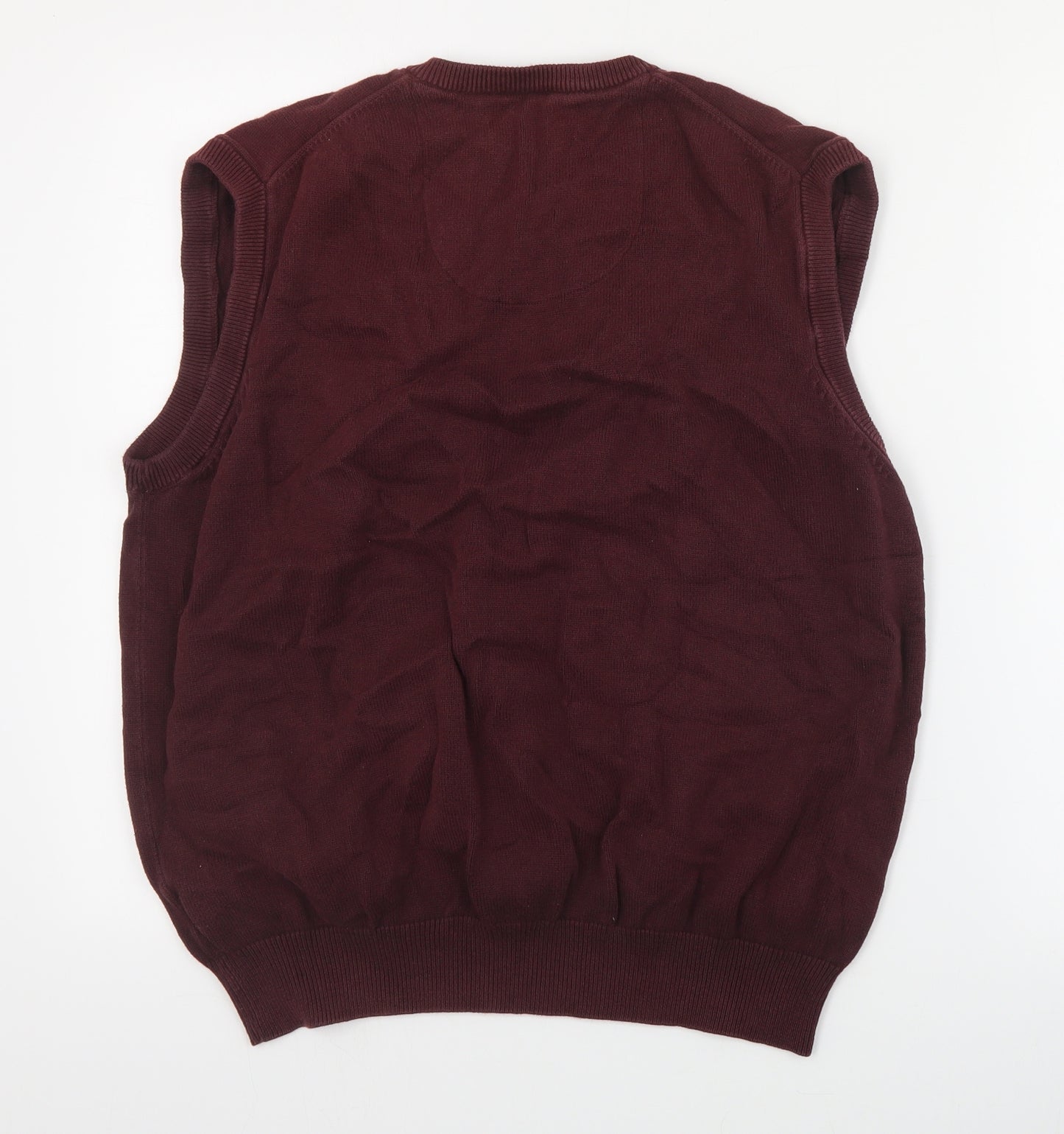 Marks and Spencer Mens Red V-Neck  Cotton Vest Jumper Size L