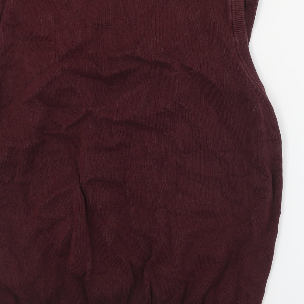 Marks and Spencer Mens Red V-Neck  Cotton Vest Jumper Size L