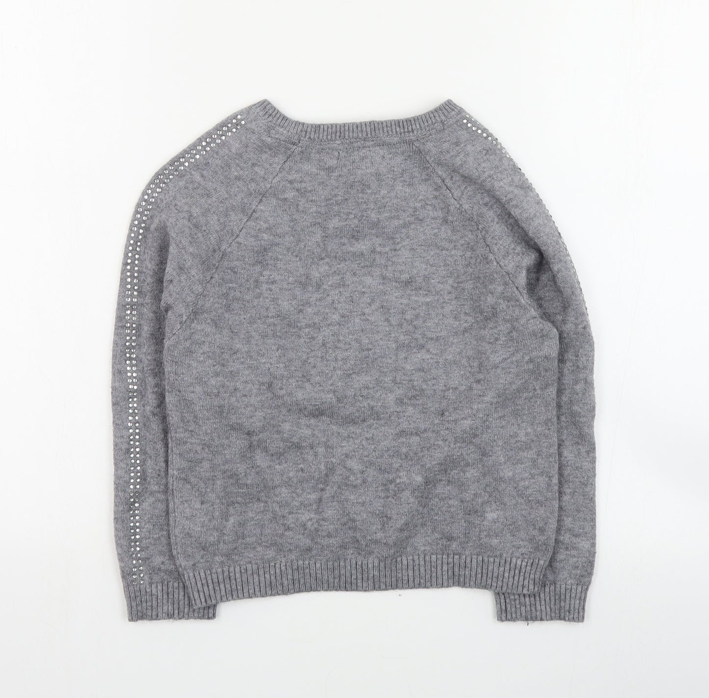 Primark Girls Grey Round Neck  Viscose Pullover Jumper Size 7-8 Years  Pullover