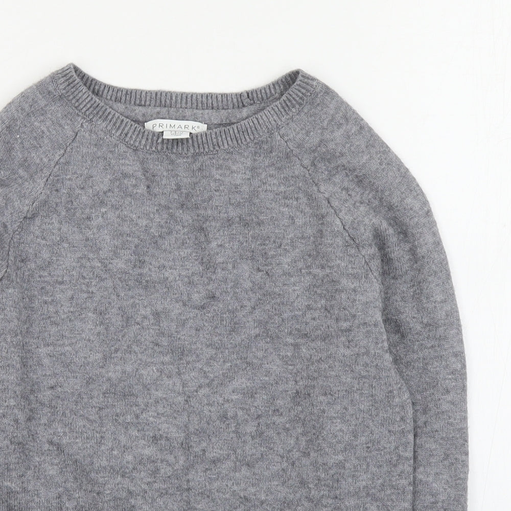 Primark Girls Grey Round Neck  Viscose Pullover Jumper Size 7-8 Years  Pullover