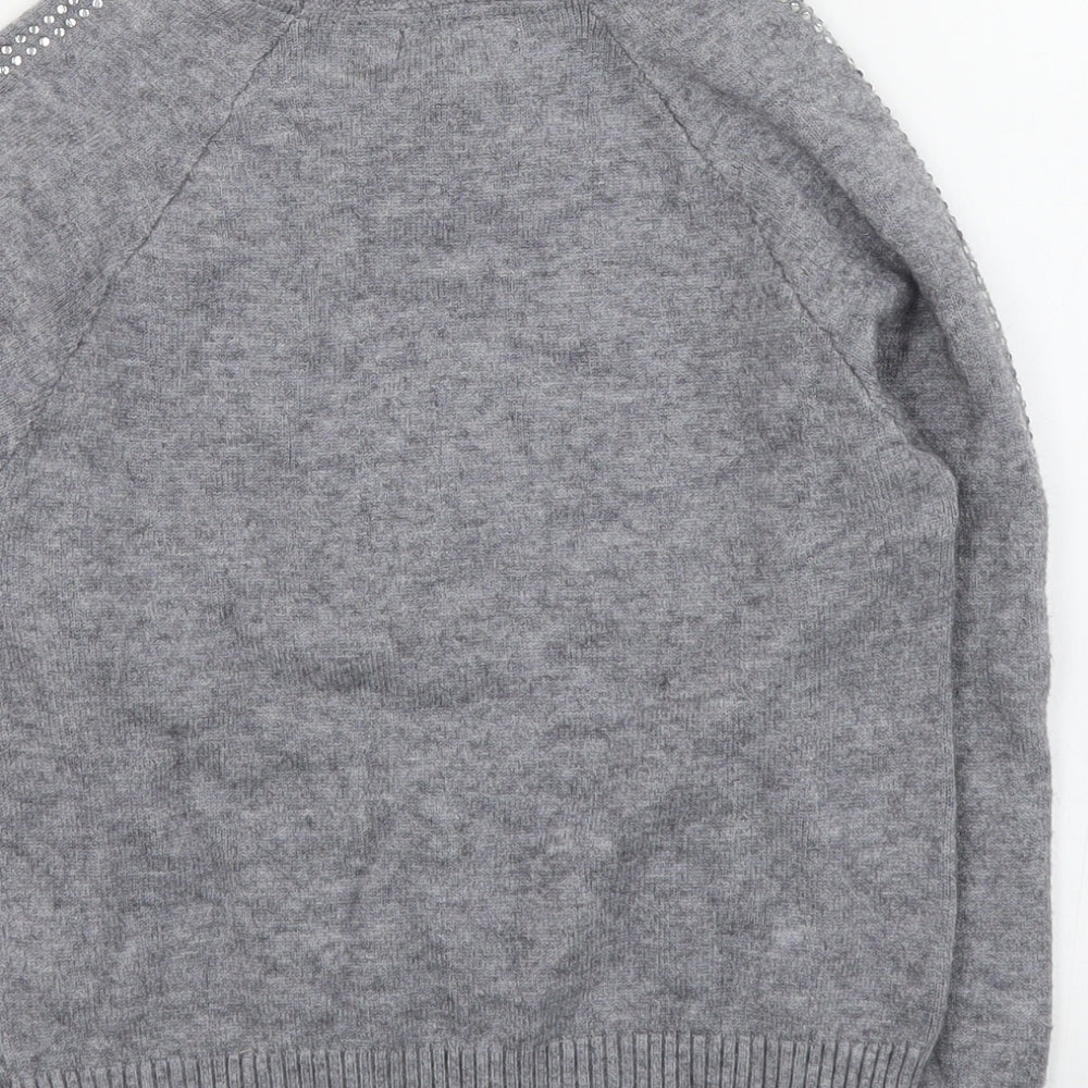 Primark Girls Grey Round Neck  Viscose Pullover Jumper Size 7-8 Years  Pullover