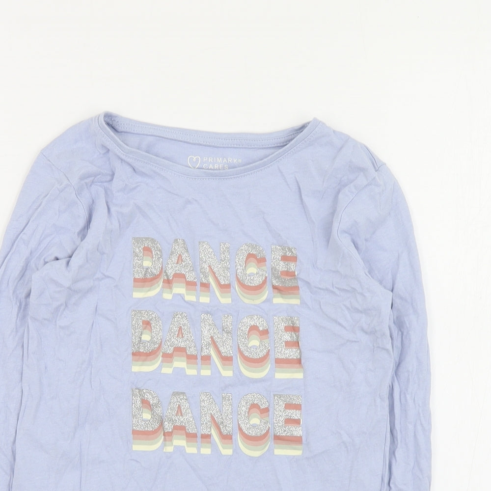 Primark Girls Blue  Cotton Basic T-Shirt Size 8-9 Years Crew Neck Pullover