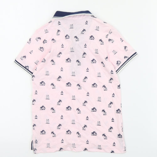 Urban Dept Boys Pink Geometric Cotton Basic Polo Size 5 Years Collared Button - Beach print
