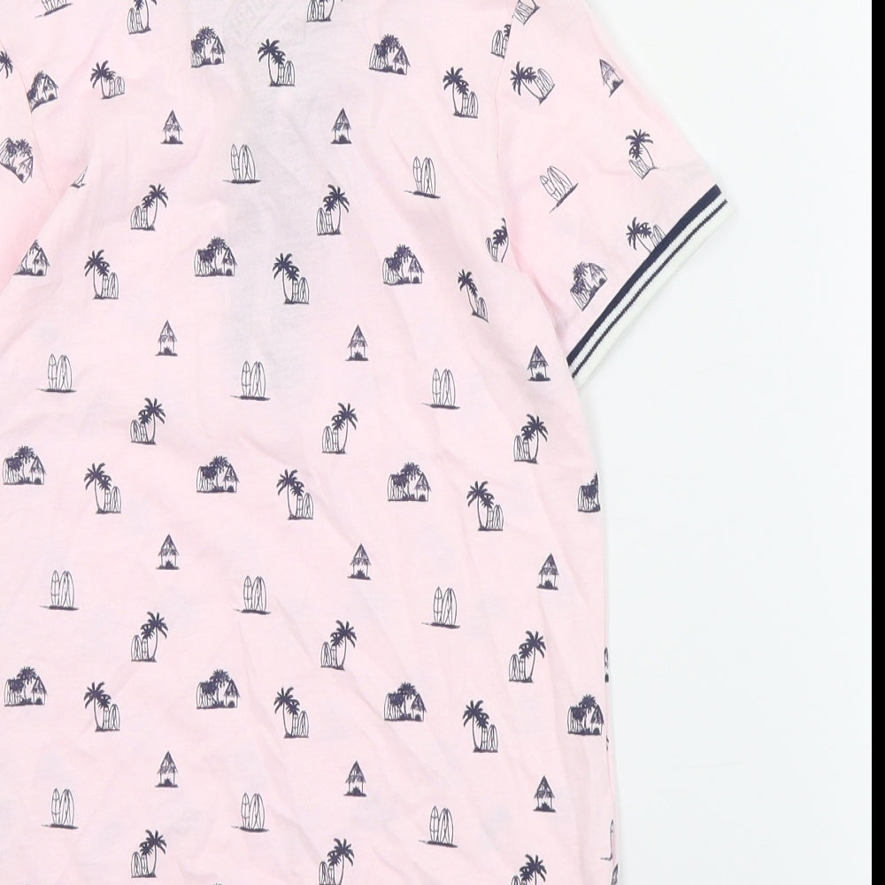 Urban Dept Boys Pink Geometric Cotton Basic Polo Size 5 Years Collared Button - Beach print