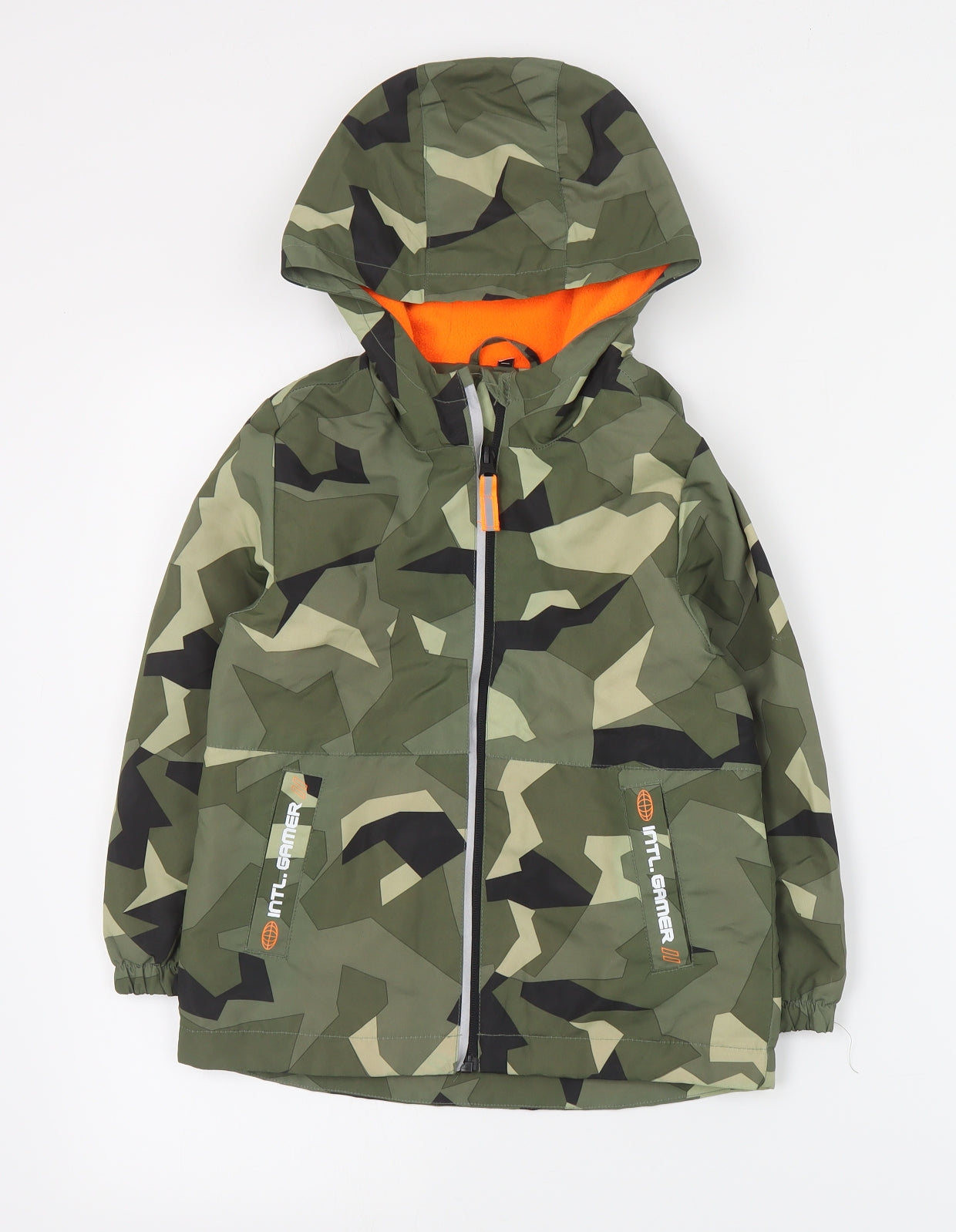 F&F Boys Green Camouflage  Rain Coat Coat Size 5-6 Years  Zip