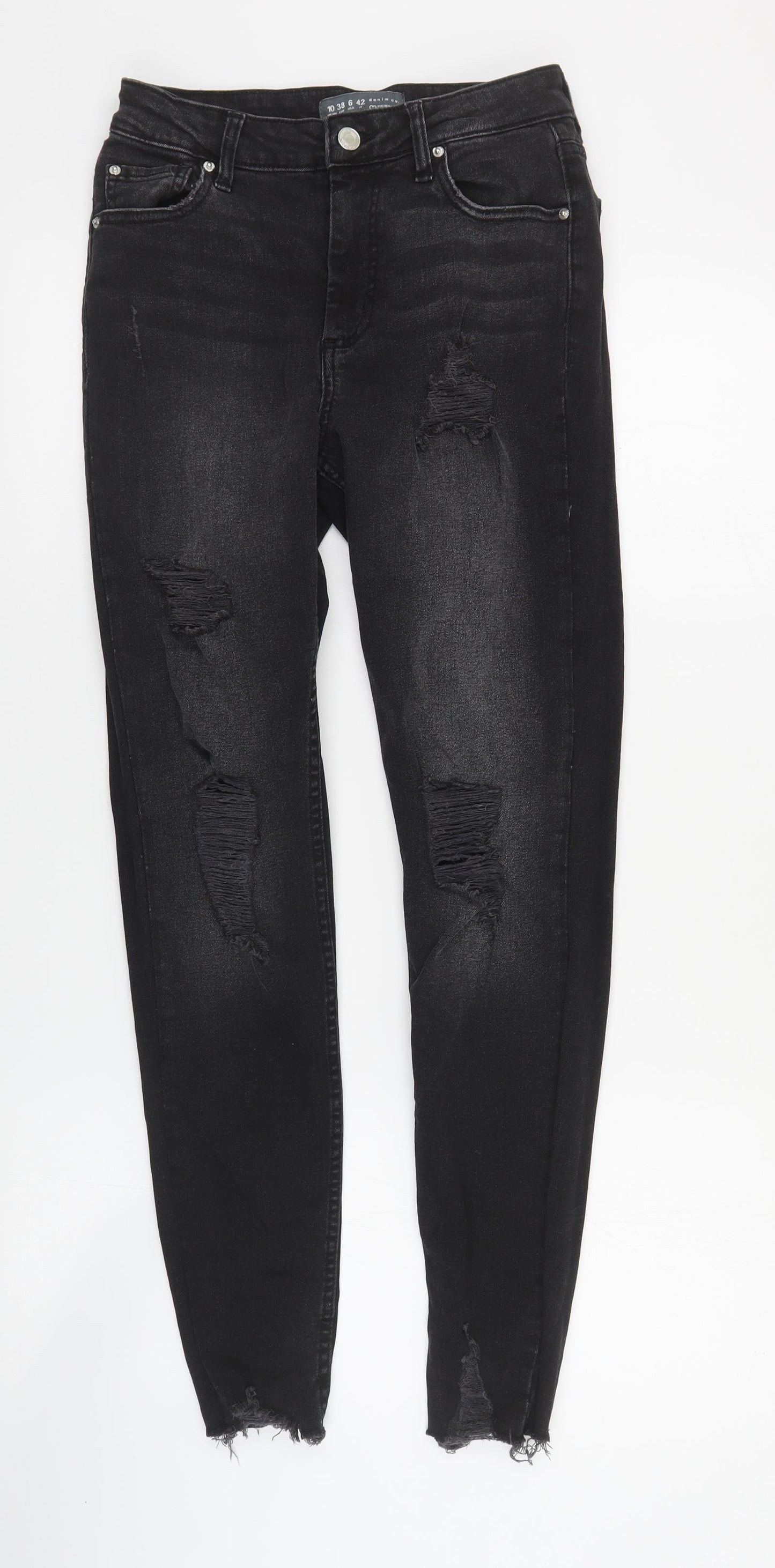 Primark Womens Black  Cotton Skinny Jeans Size 10 L30 in Regular Zip