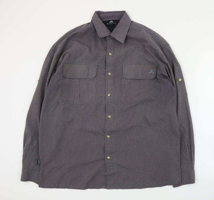 Mountain Craft Mens Grey  Polyester  Button-Up Size L Collared Button