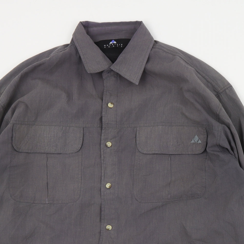Mountain Craft Mens Grey  Polyester  Button-Up Size L Collared Button