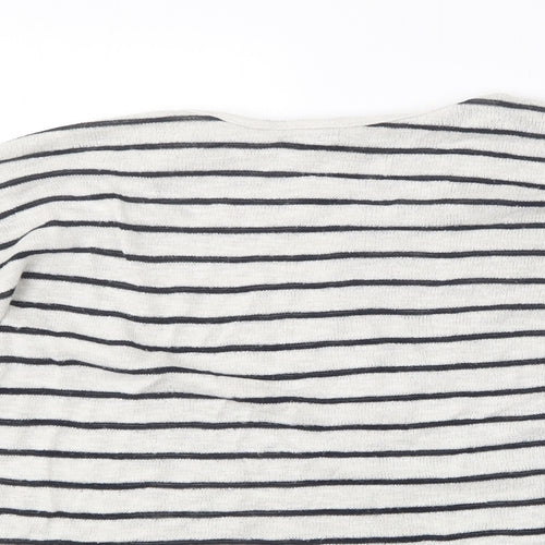 New Look Womens White Round Neck Striped Viscose Pullover Jumper Size S