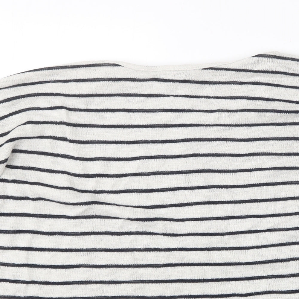 New Look Womens White Round Neck Striped Viscose Pullover Jumper Size S