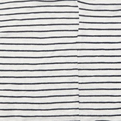 New Look Womens White Round Neck Striped Viscose Pullover Jumper Size S