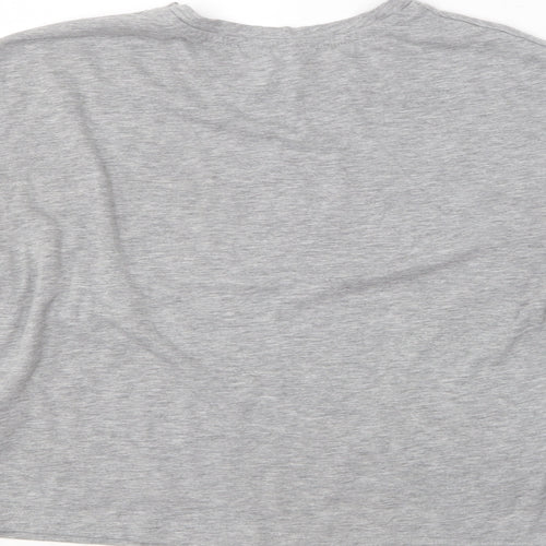 New Look Womens Grey Floral Polyester Basic T-Shirt Size 8 Round Neck