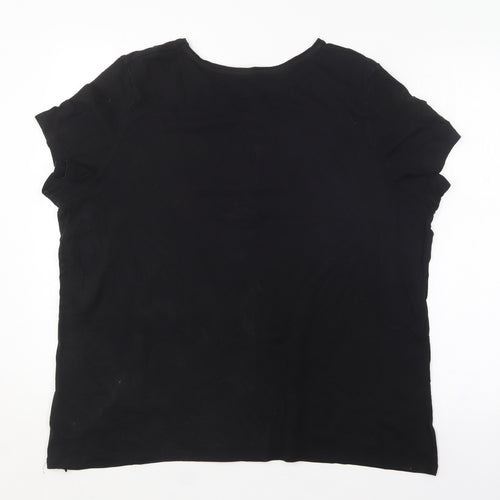 Primark Womens Black  Cotton Basic T-Shirt Size 18 Round Neck