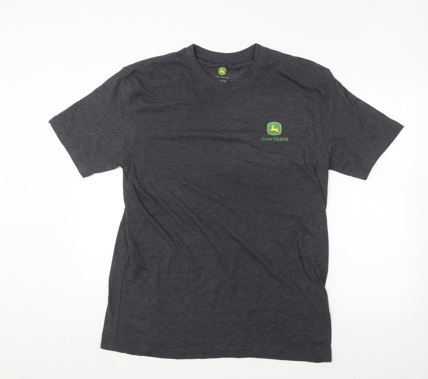 John Deere Mens Grey  Cotton  T-Shirt Size L Round Neck