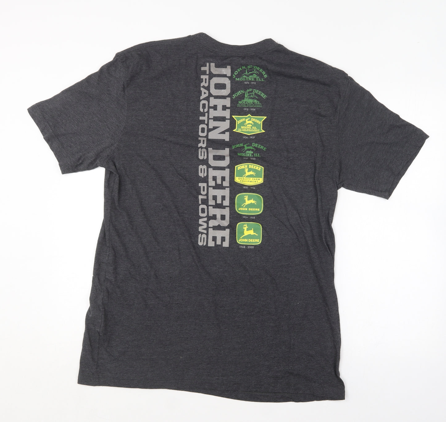 John Deere Mens Grey  Cotton  T-Shirt Size L Round Neck