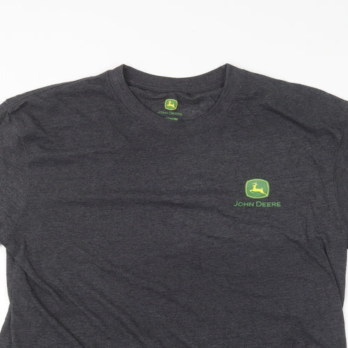 John Deere Mens Grey  Cotton  T-Shirt Size L Round Neck
