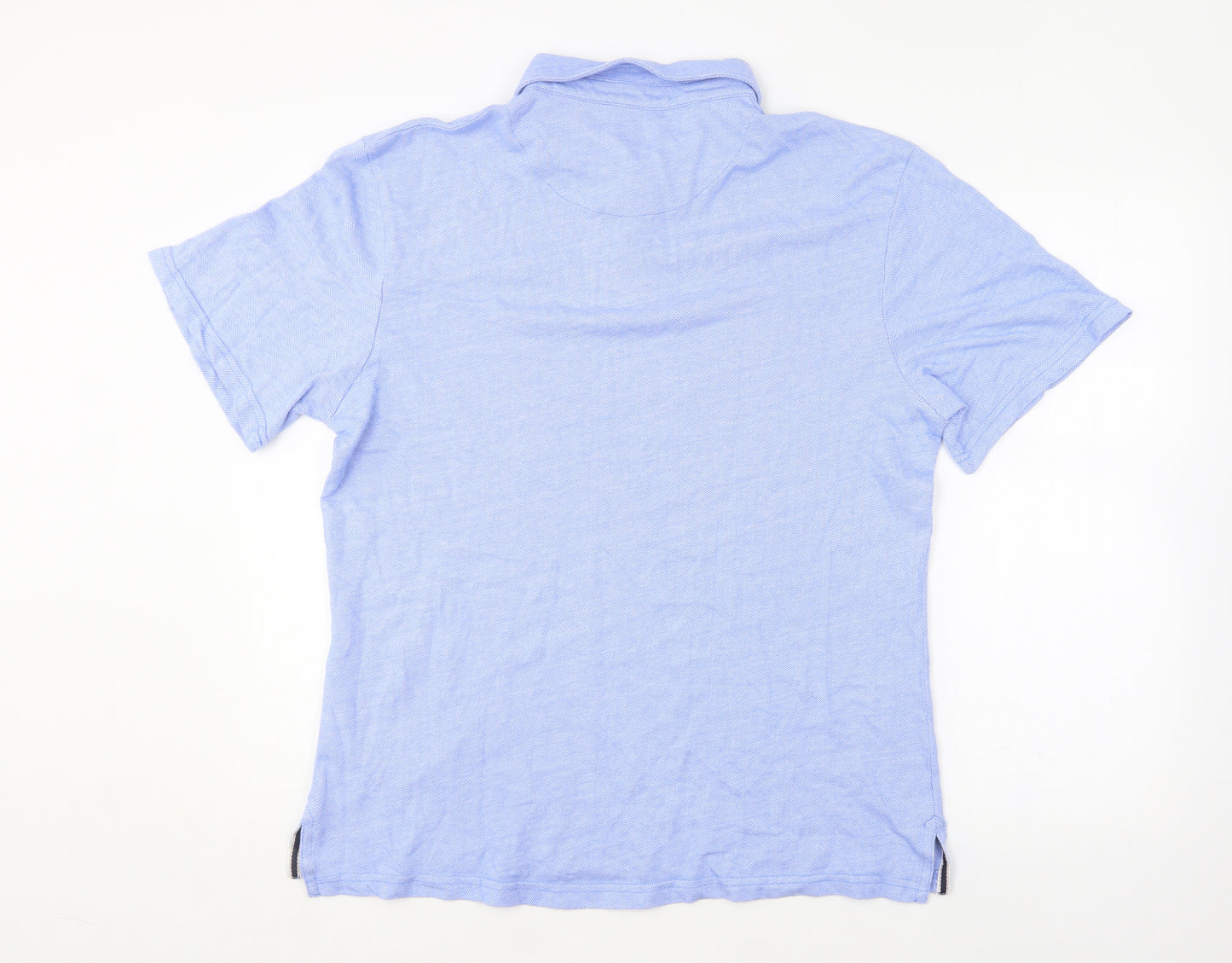 Selezione Gringio Mens Blue Herringbone Cotton  Polo Size XL Collared