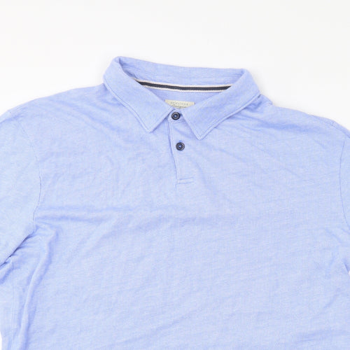 Selezione Gringio Mens Blue Herringbone Cotton  Polo Size XL Collared