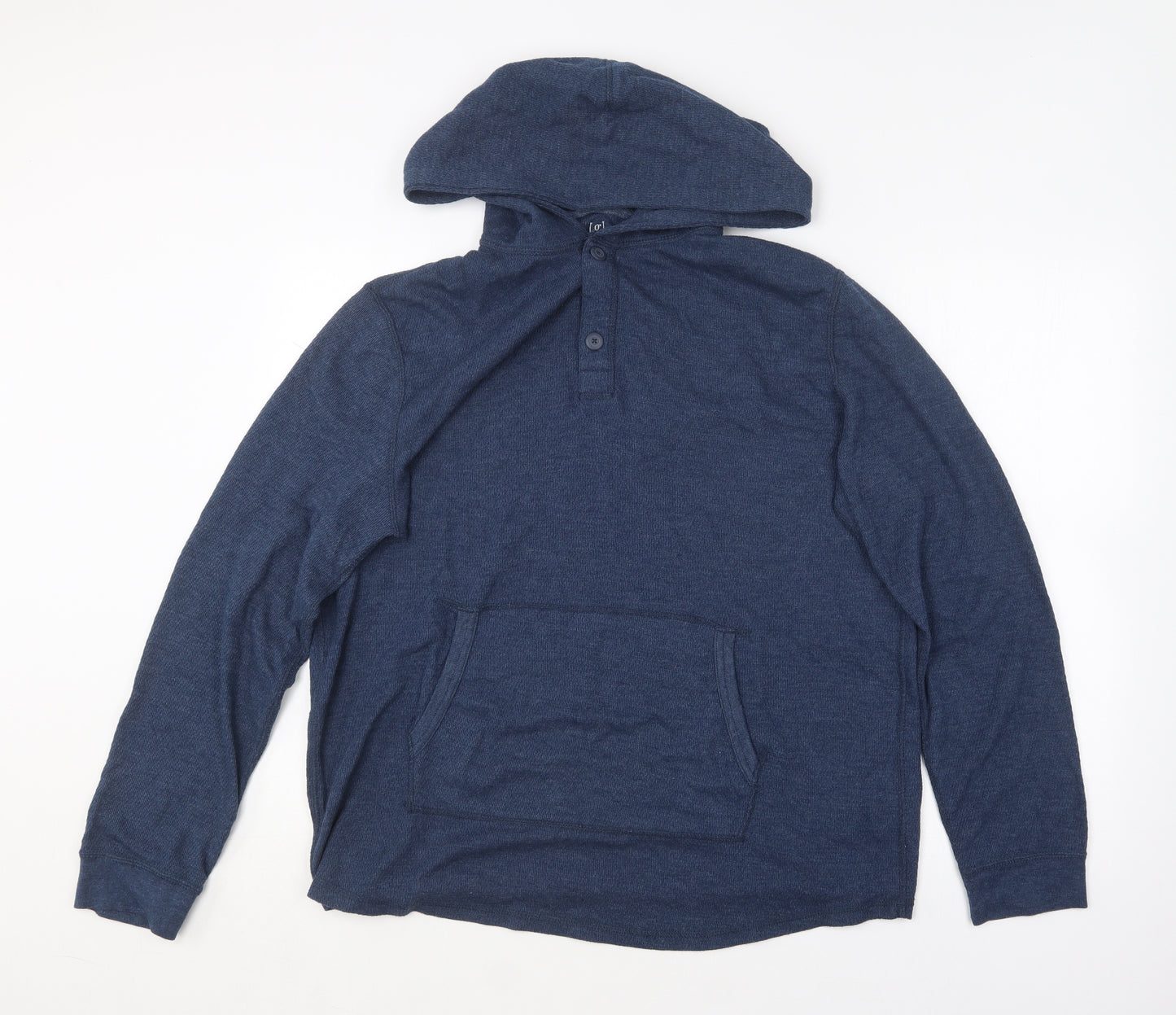 George Mens Blue  Cotton Pullover Hoodie Size L