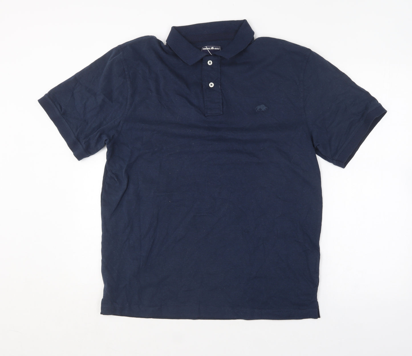 Raging Bull Mens Blue  Cotton  Polo Size L Collared