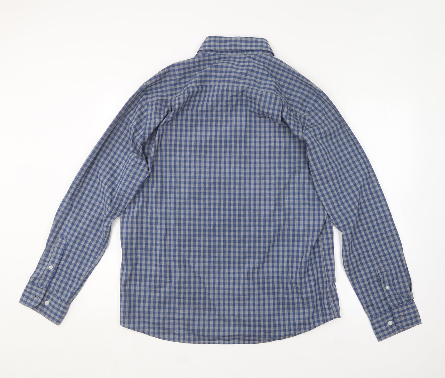 Sonoma Mens Blue Check Cotton  Button-Up Size L Collared